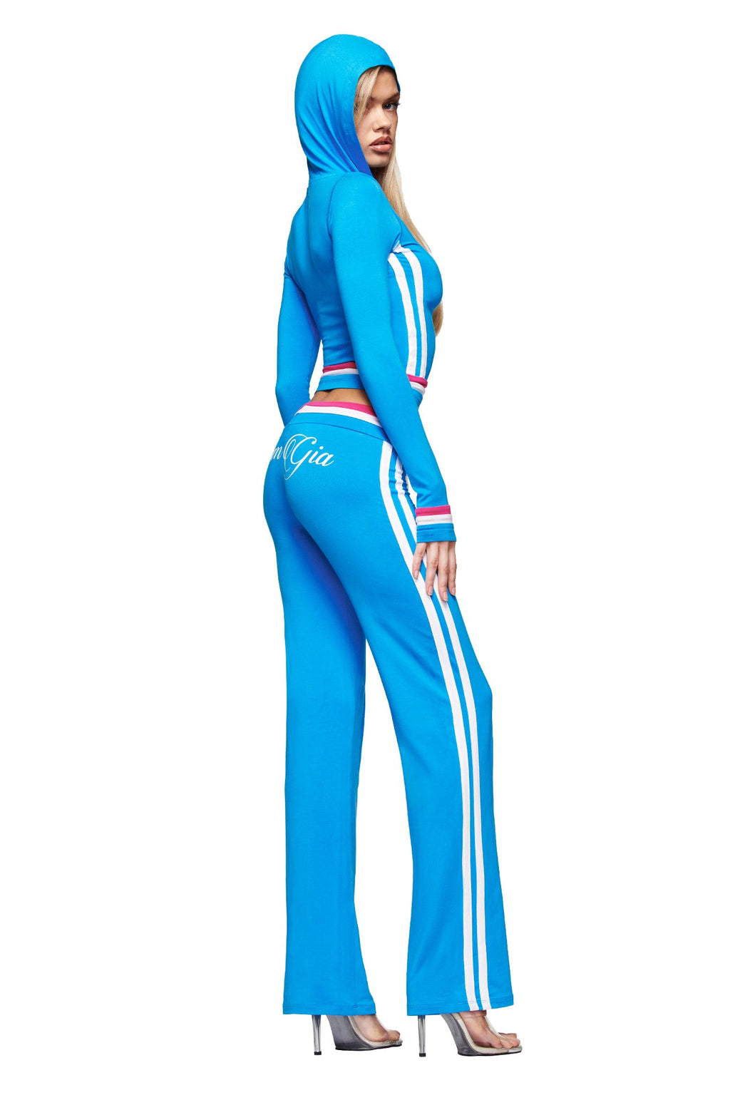 BLARE STRIPED HOODIE - SKY BLUE